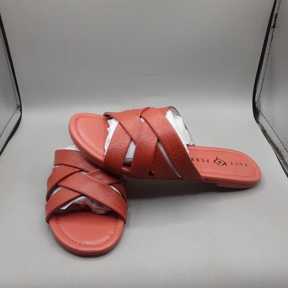 Katy Perry The Lindita Sandals Women's 7.5M Brown Auburn Snake Embossed - Picture 1 of 10